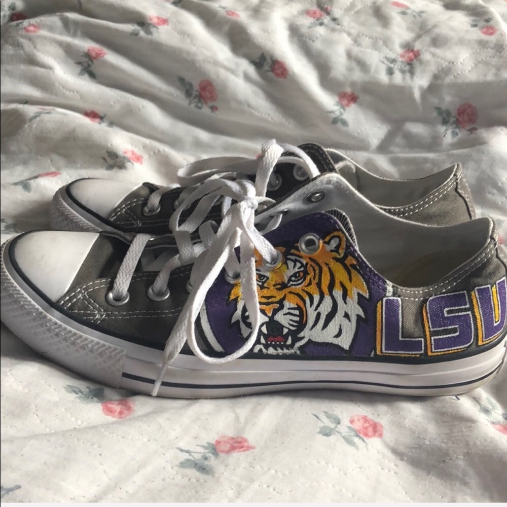 LSU Hand painted Gray Converse
